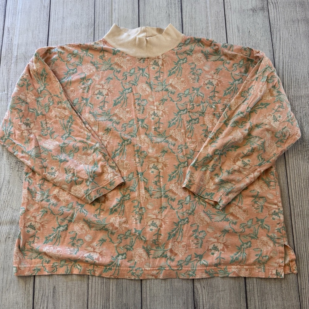 Vintage Victoria's Secret Gold Label Shirt Floral Pocket Tee 3/4 Sleeve Small